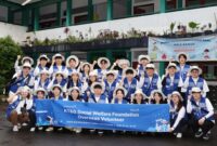 Group photo of the KT&G Social Welfare Foundation’s “Sangsang Withus” overseas college student volunteers in Bogor, Indonesia.
